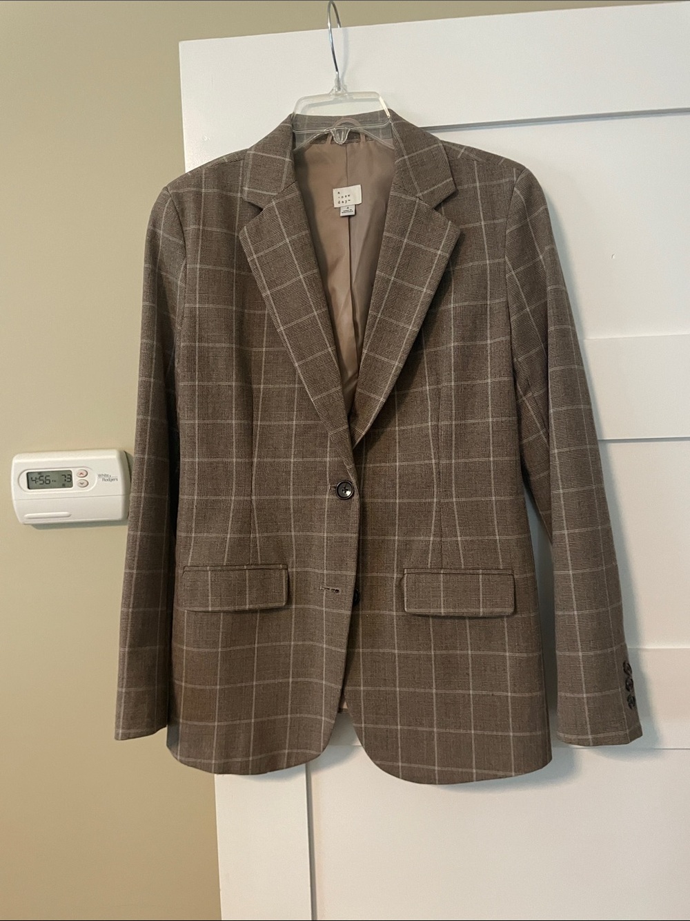 a new day Brown Windowpane Blazer